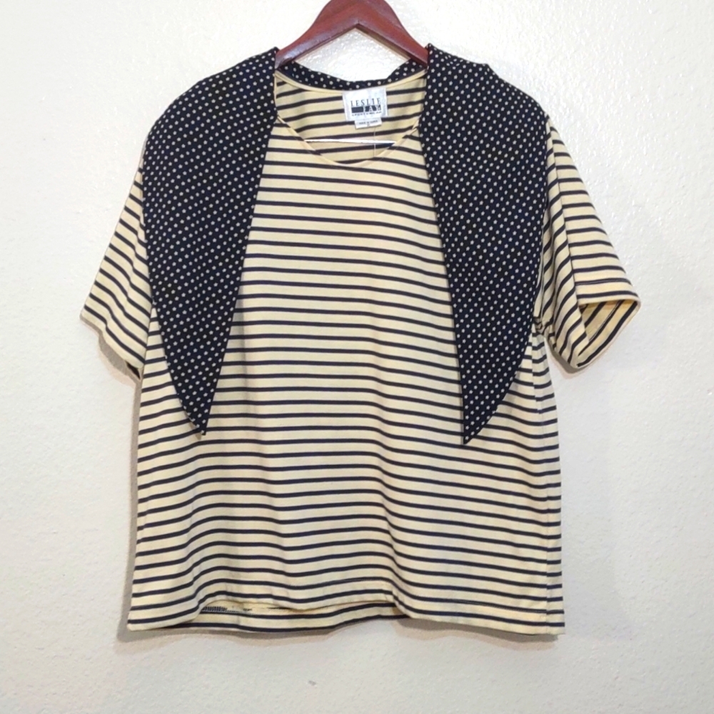 NEW WITH TAGS LESLIE FAY SPORTSWEAR SIZE XL YELLOW AND BLUE SHIRT